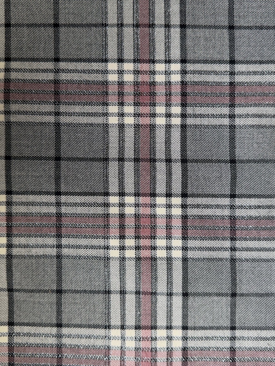 JY23070525 TR Plaid Lurex Stretch Fabric - 65%Polyester33%Rayon2%Sp 260GSM